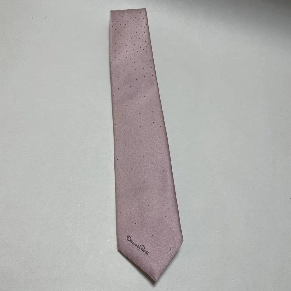 Oscar de la Renta Tie Pink Silk/ Polyester Vintage NEW 57
